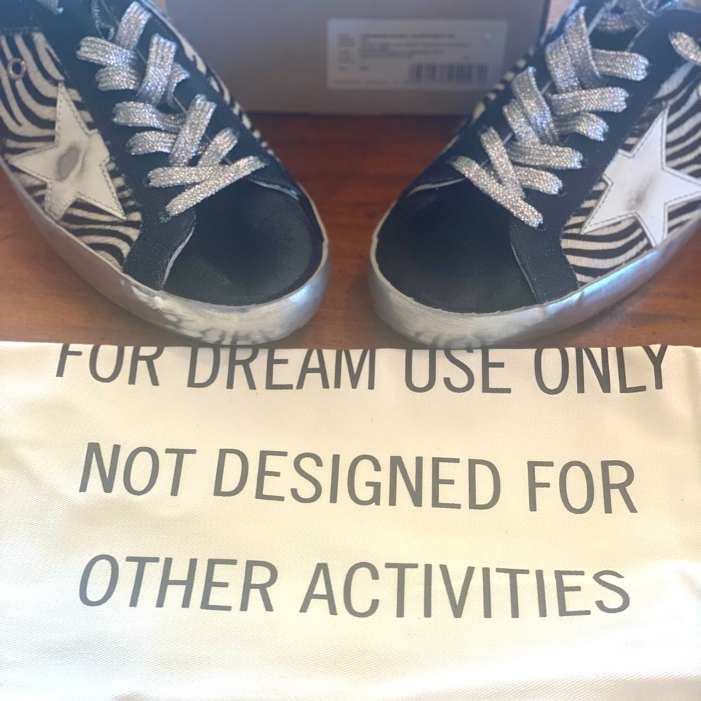 Golden Goose Superstar double quarter zebra & denim. Size 40